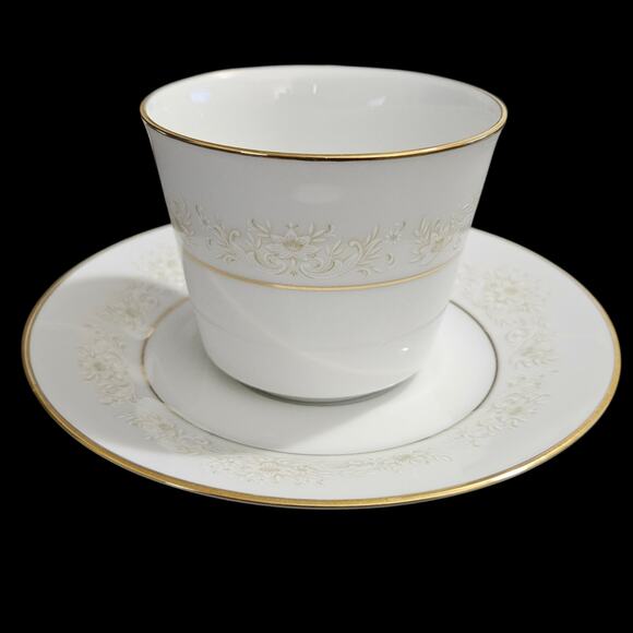 Set of 4 Noritake Dearest 2034 Cup Saucer Sets Fine China Japan Gold Trim Floral - Picture 3 of 9